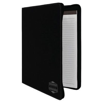 9½" x 12" Leatherette Black/Silver Portfolio with Zipper