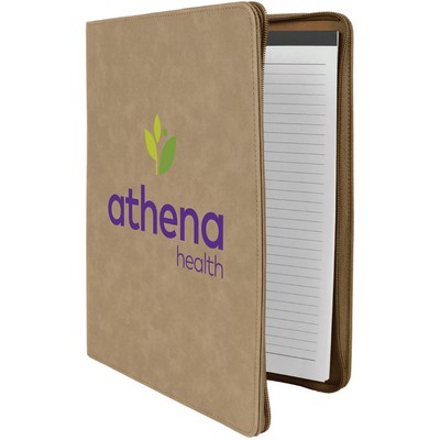 9½" x 12" Leatherette Light Brown Portfolio with Zipper